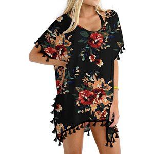 Women Chiffon Tassel Swimsuit Cover Up Beach Coverups for Swimwear